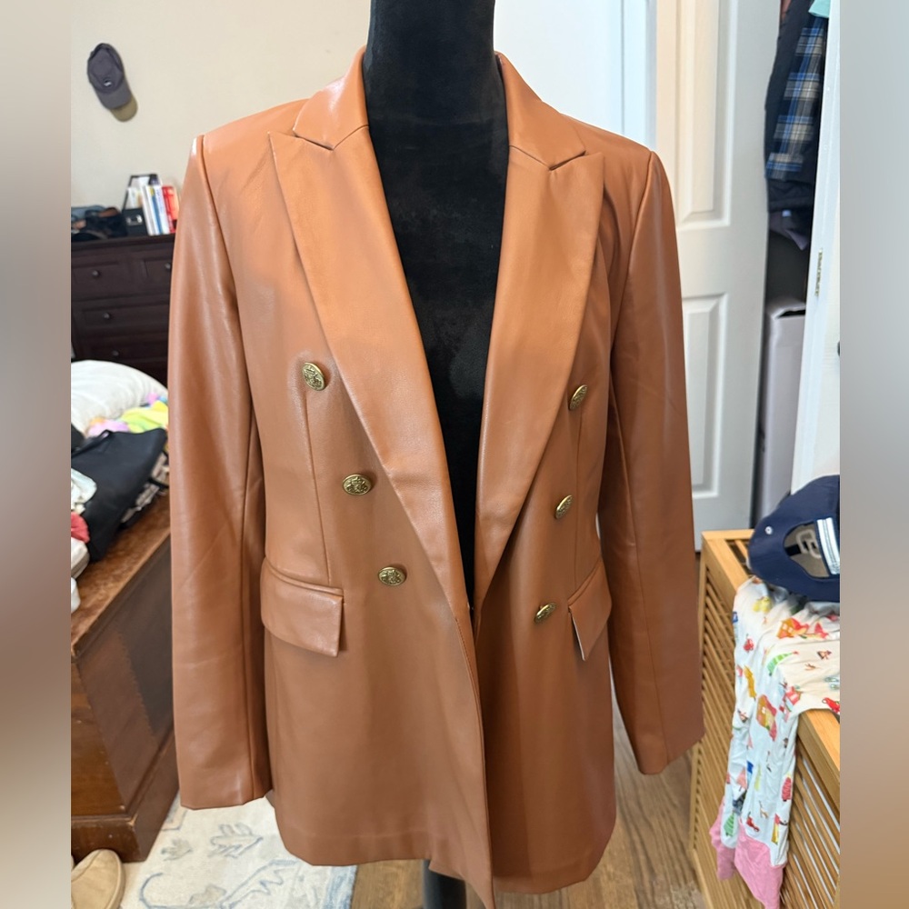 LOFT Camel Double-Breasted Blazer